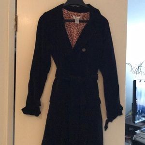 Full length black velvet jacket w/leopard lining